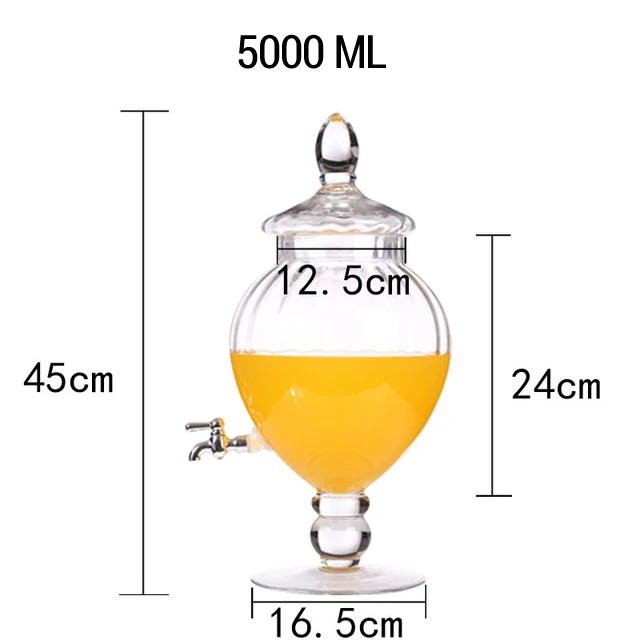 5000ML 5000 мл Европейская стеклянная банка для фруктового сока, подходит для всех видов домашнего праздника, свадебных вечеринок, банка для напитков - Цвет: 5000ML