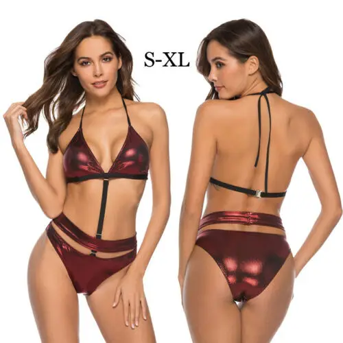 Женский бандажный комплект бикини пуш ап бюстгальтер с подкладкой красный