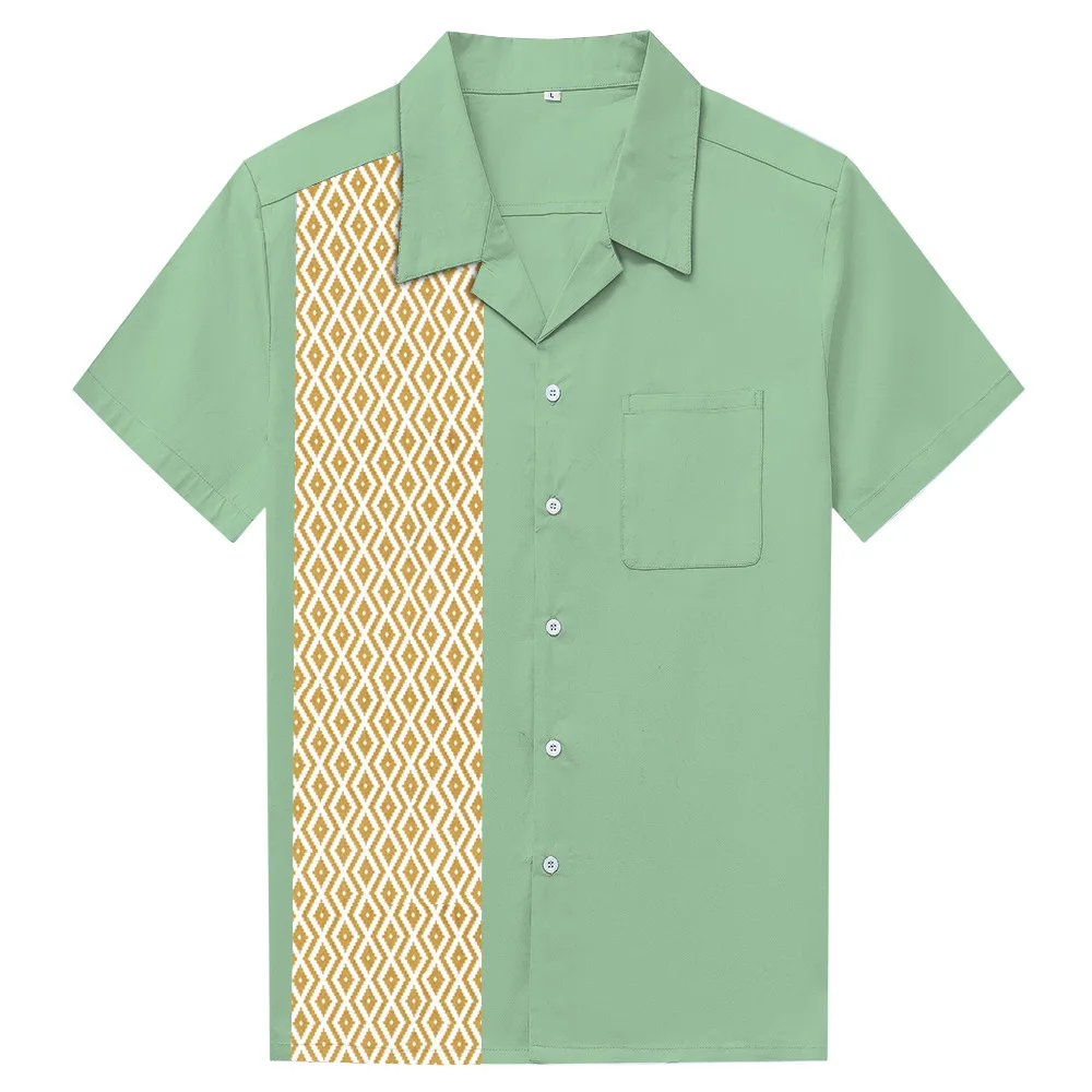 Одежда Одноцветный брючный костюм узор гавайская рубашка мятно зеленого цвета в