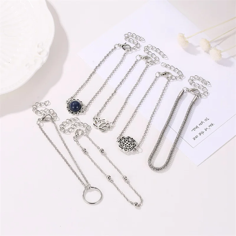 

Fashion six-piece bracelet female bohemian ethnic style openwork lotus set combination bracelet bracelet