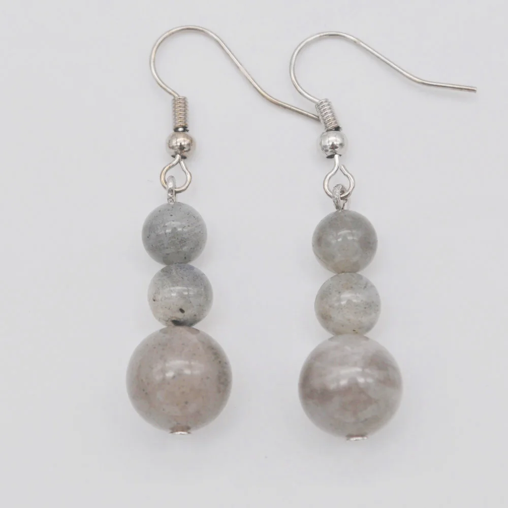 Серьги подвески из Лабрадорита и бисера ювелирные изделия для женщин подарок