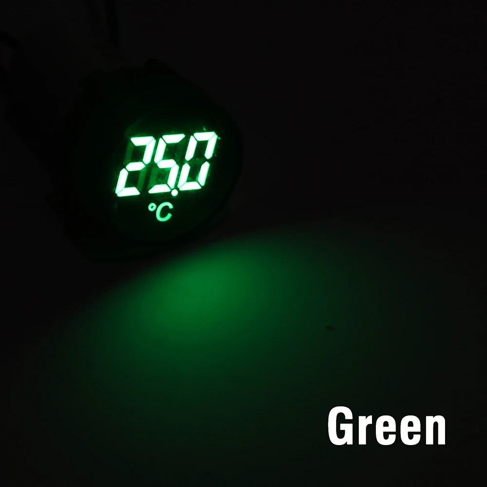 Green Светодиодный мини-термометр 22 мм 20-119 градусов Цельсия 50-380 В переменного тока синий красный белый желтый зеленый пилотный светильник измеритель температуры - Цвет: Green