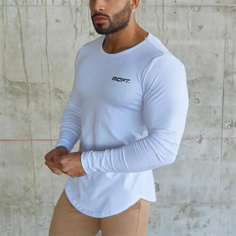 Мужская однотонная хлопковая Футболка Muscleguys Повседневная футболка с круглым