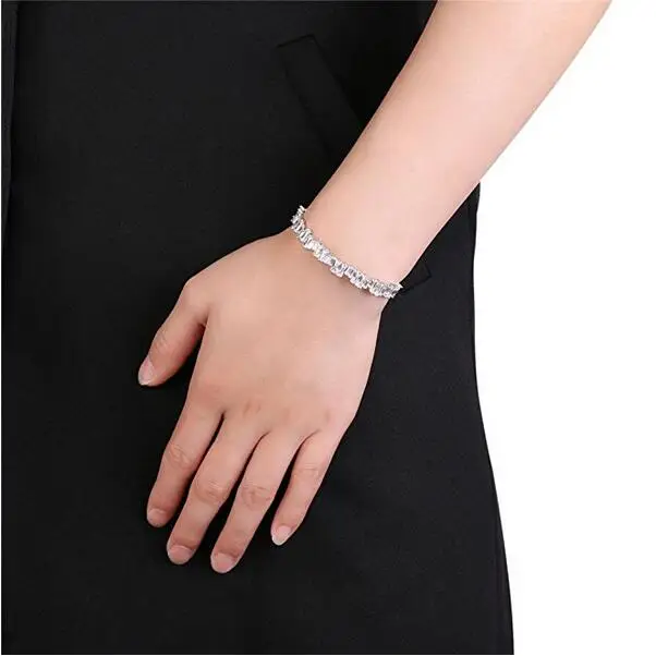 Женский очень блестящий случайный прямоугольный Браслет манжета с фианитами|cuff