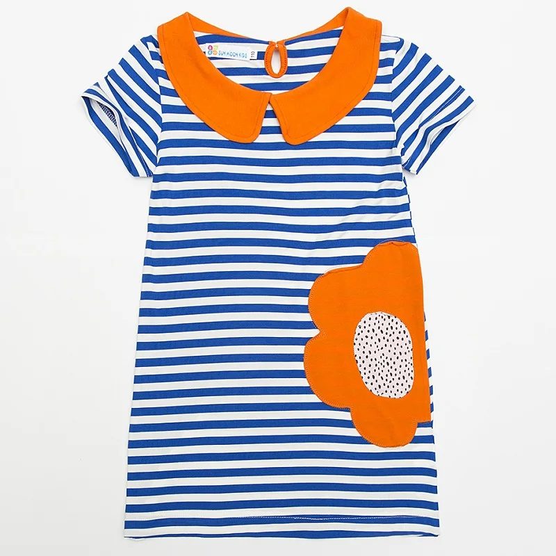 2017 детские платья блузки из 100% хлопка для девочек летние топы с коротким рукавом