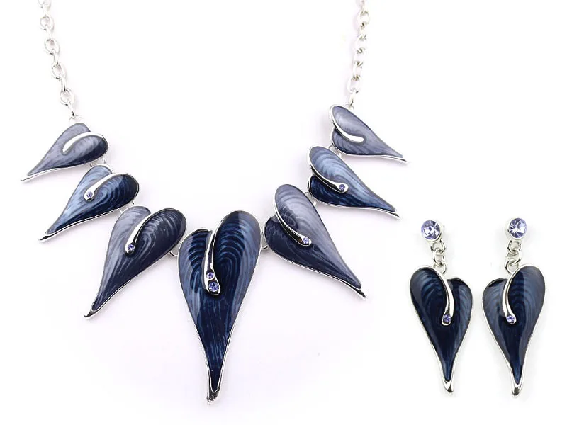 Ожерелья покрытые эмалью листья ожерелье и серьги набор ювелирных изделий оптом