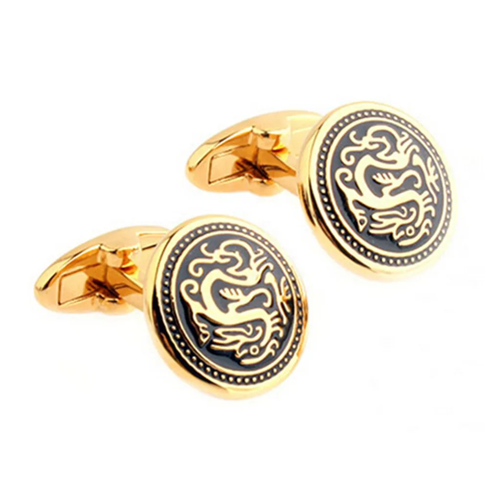 Way deng-мужские роскошные золотые медные запонки на пуговицах с изображением