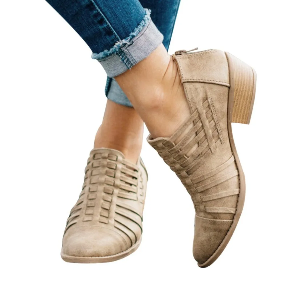 Новинка 2018 импортные товары короткие ботинки с острым носком на низком каблуке