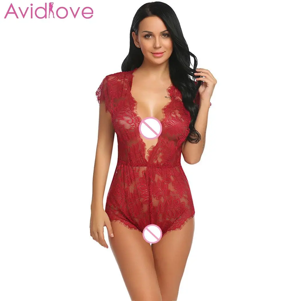 DR Avidlove женское Эротическое белье цветочный сексуальный эротический плюс размер боди для женщин кружевная ночная рубашка порно одежда - Цвет: DR
