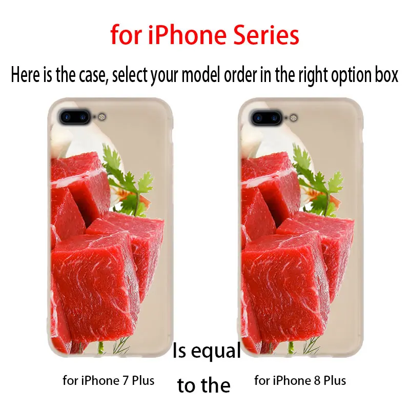 Новый свежего мяса на белом фоне пластины чехол для iphone XS 11 Pro Max XR X 10 Чехол
