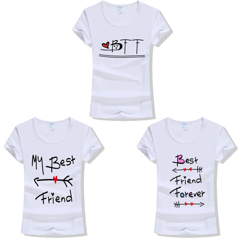 

2019 Best Friend Forever Letters Printed T-Shirt BFF T Shirt Women Fashion Casual Tee Shirt Femme