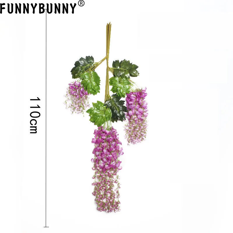 FUNNYBUNNY искусственная Глициния лоза ротанга Висячие Гирлянда цветков глицинии