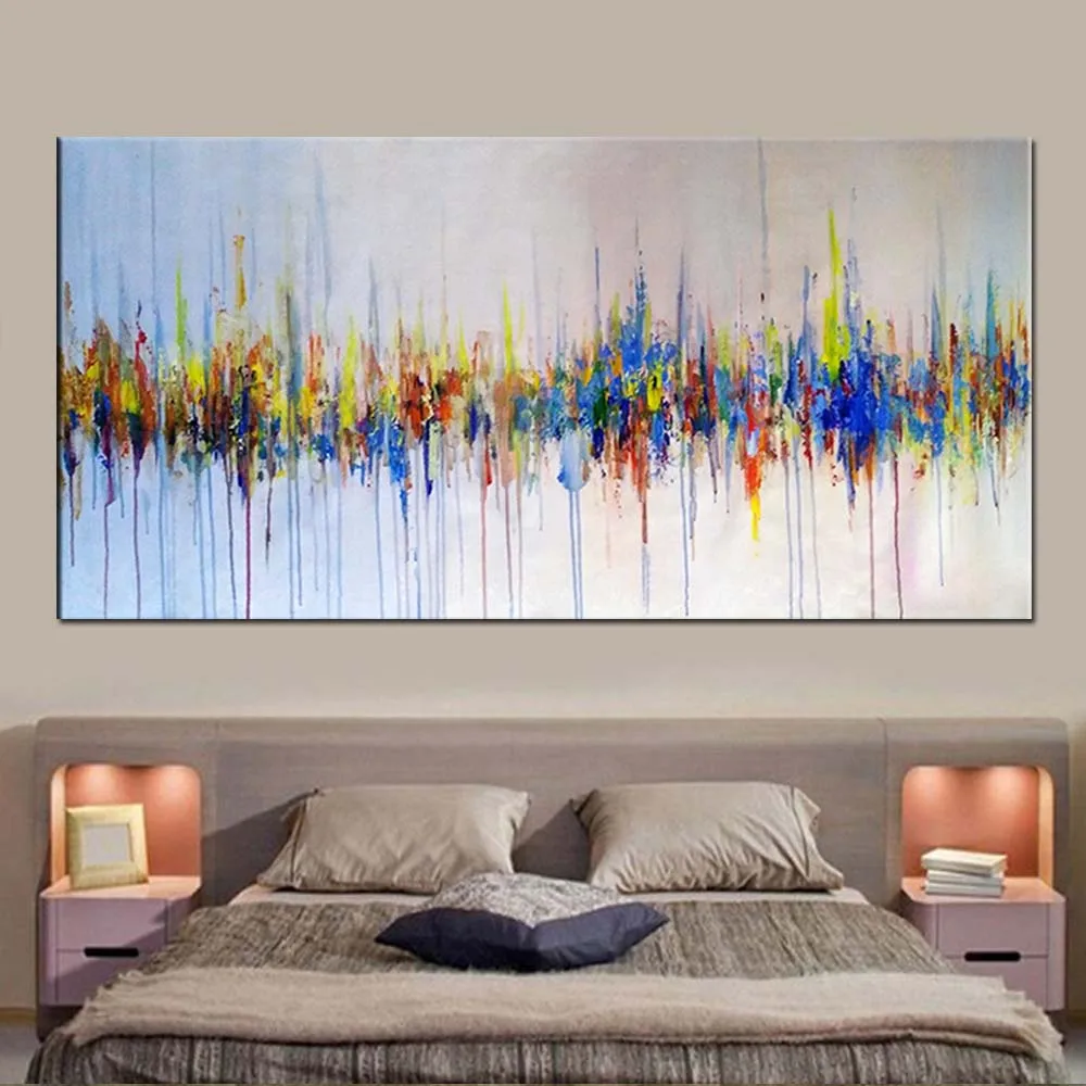 Hand Painted Abstract Canvas Oil Painting Colorful Wall Picture Living Room Bedroom Hotel Home Decor Gift | Дом и сад