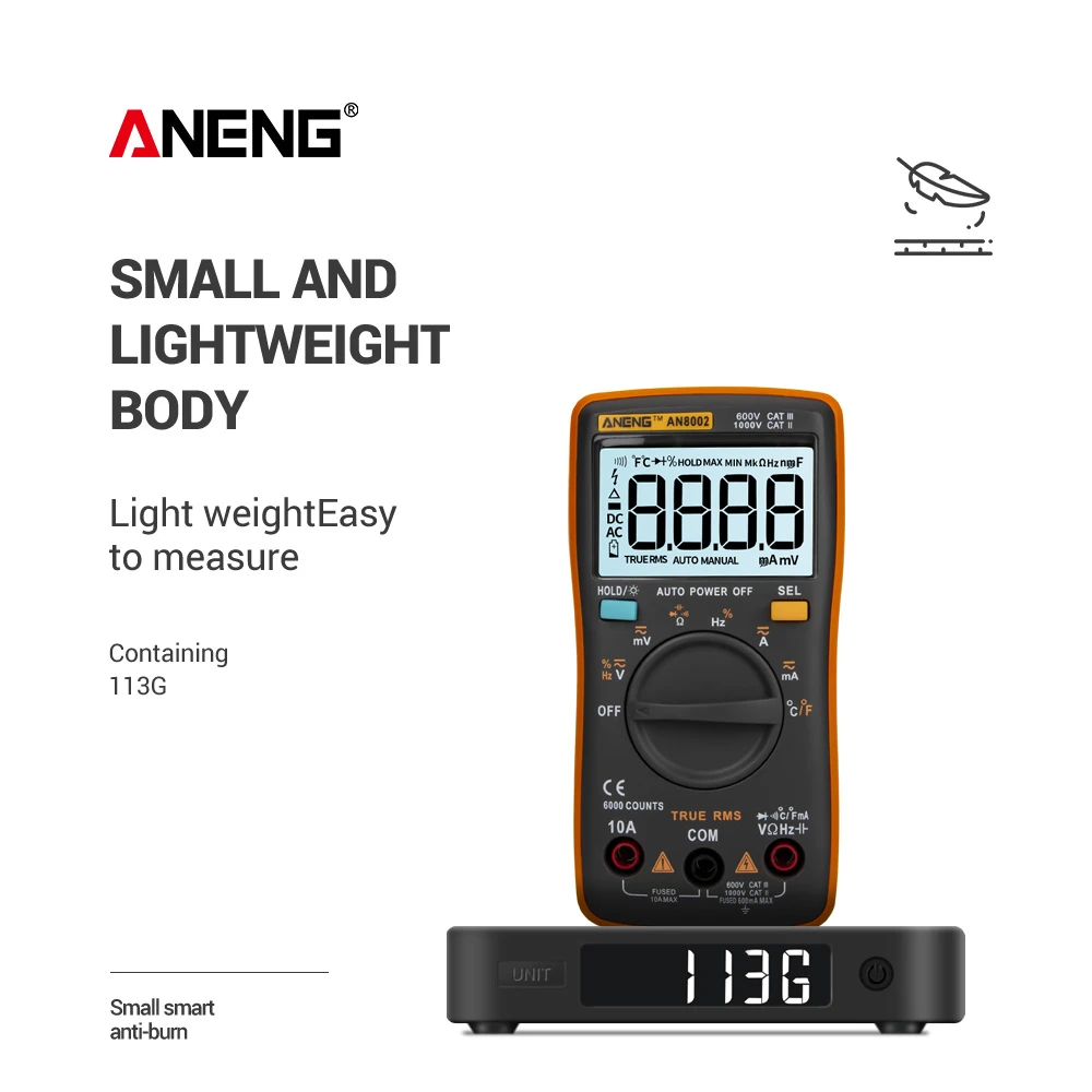 Цифровой мультиметр ANENG AN8002 6000 отсчетов ZT102 многометровый тестер транзисторов