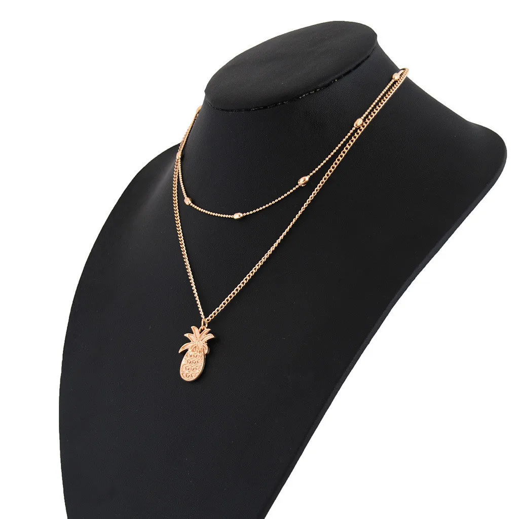 Женское многослойное ожерелье в стиле бохо колье с подвеской виде ананаса