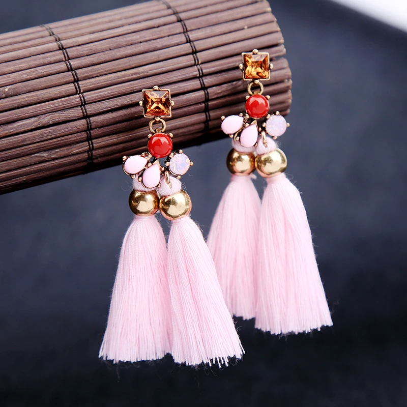 Женские серьги с кисточками и бахромой из хлопка|tassel earrings|ethnic earringsearrings handmade |