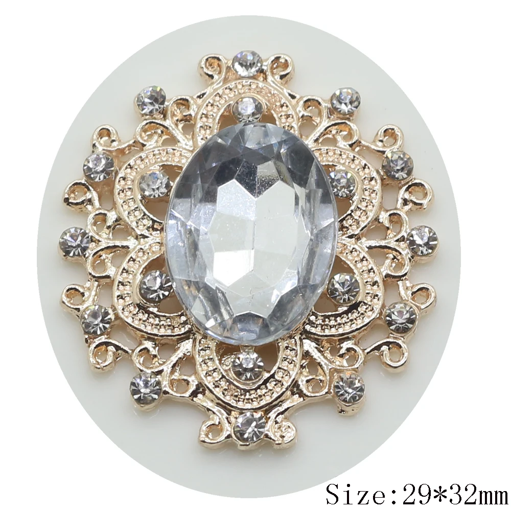 Горячая Распродажа 10 шт. 29*32 мм золотые стразы пуговицы свадебная декорация