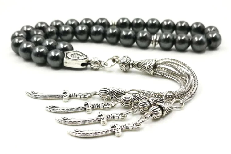 Мужской Tasbih натуральный гематит металлическая кисточка дешевая цена и хорошее качество молитвенные бусины 33 66 99 бусины ислам камень четки