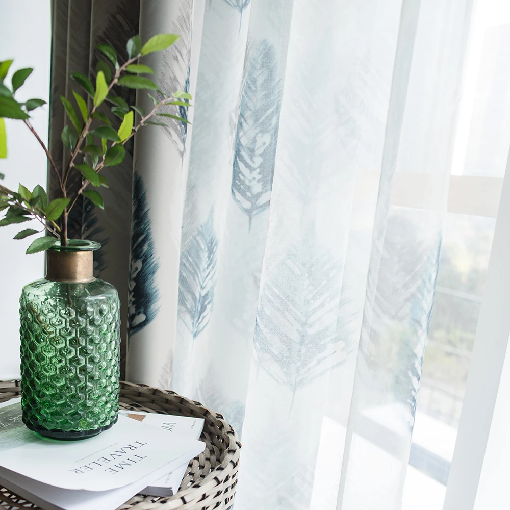 Занавеска и тюль dsinside с принтом в натуральном стиле для гостиной