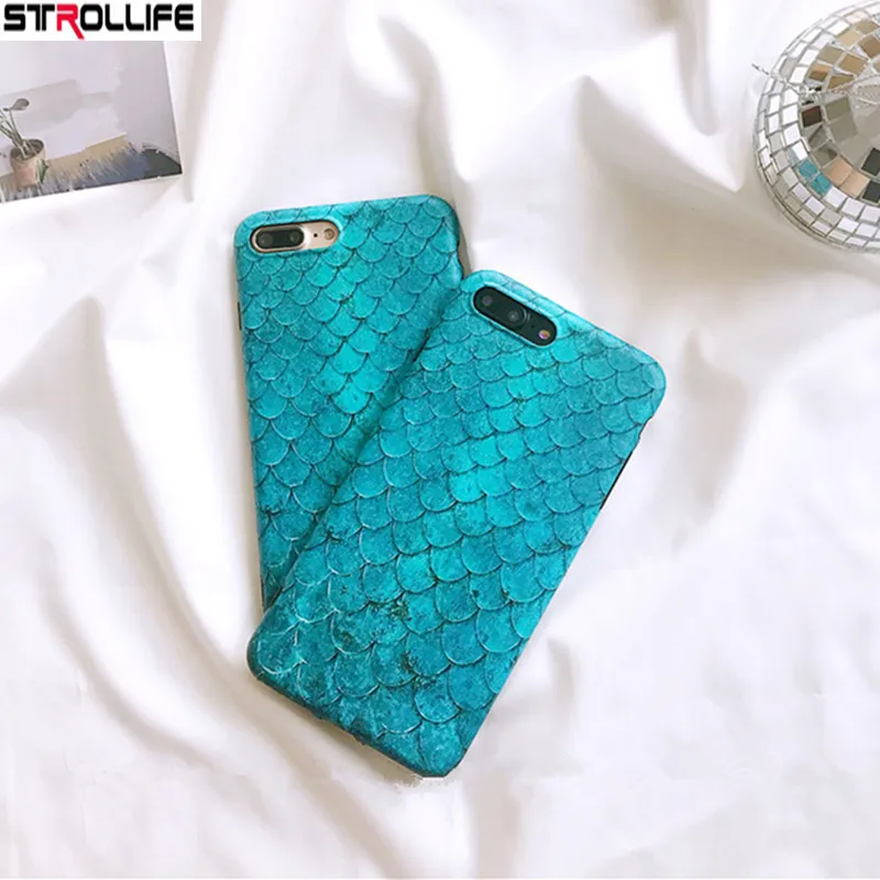 Stelllife модный синий Русалка рыбий чешуи чехол для телефона iPhone 8 Plus Мягкий
