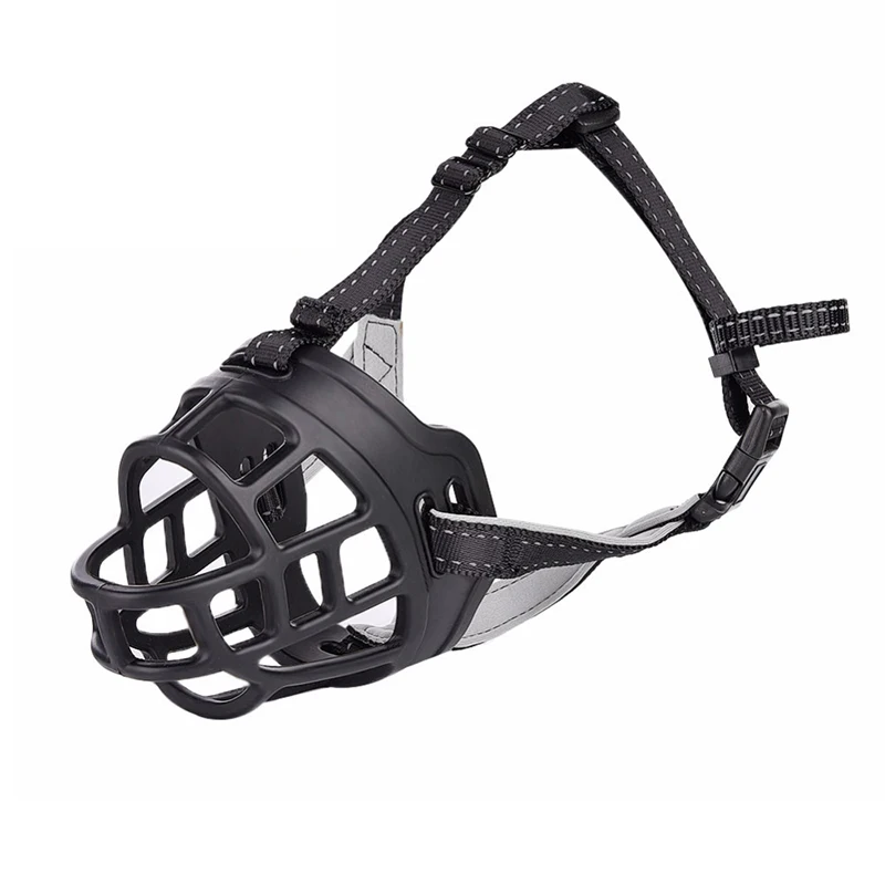 6 размеров Регулируемая дышащая маска силиконовая намордник для собак против лая