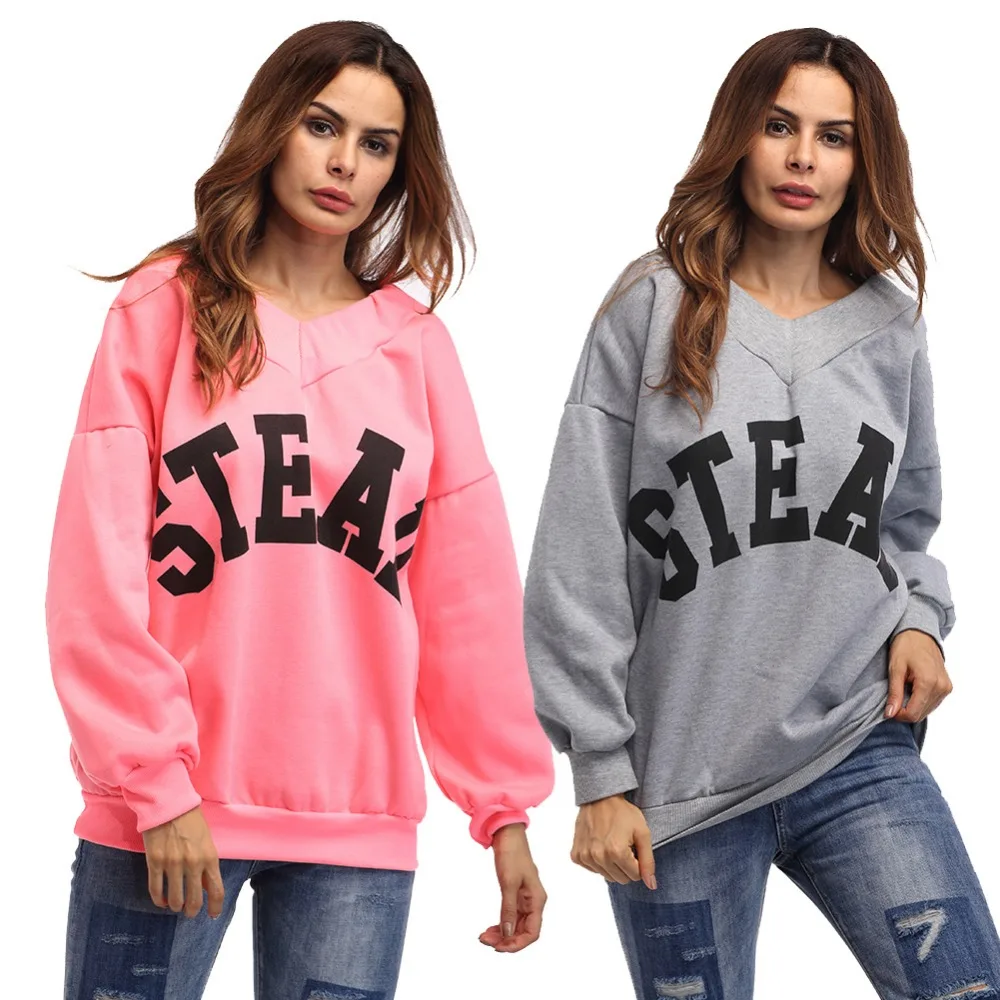 Женская толстовка с V-образным вырезом рукавом летучая мышь