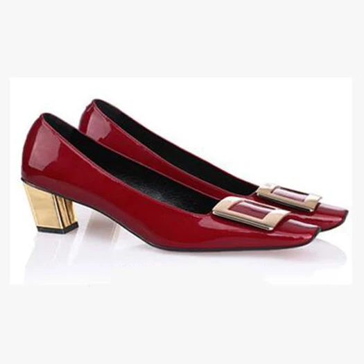 wine red2 patent 5cm Квадратный носок Красное вино Размер 33 уникальный марка средний насосы Каблук роскошь Дизайнерская женская обувь лакированная кожа высокие каблуки 4 34 Весна осень - Цвет: wine red2 patent 5cm