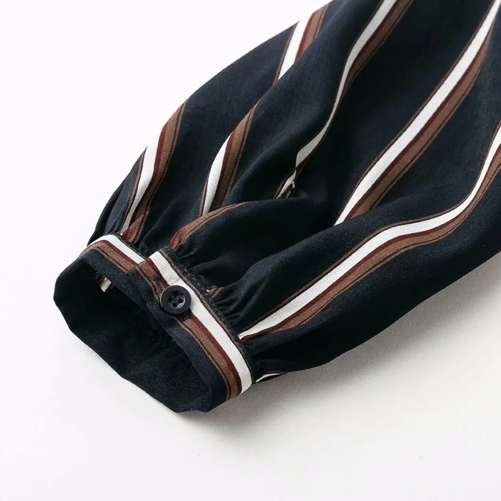 

2019 Long sleeve striated mini dress Elegant women autumn winter ruffle short dress Vintage loose casual sash wrap dress F30