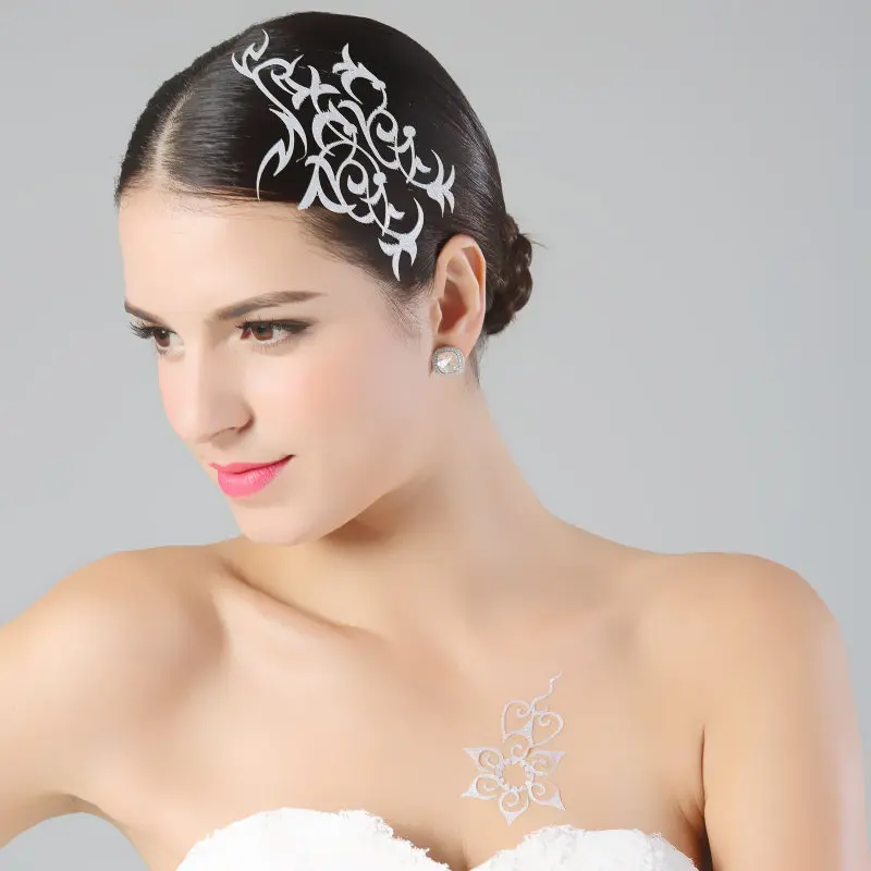 1 лист шикарная блестящая татуировка для волос металлический золотой цветочный