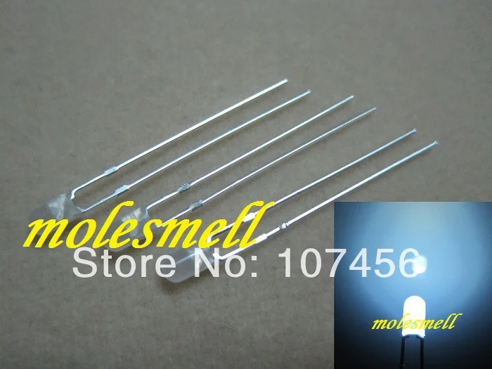 

100pcs 3mm diffused White Round Flangeless milky white LED Leds Light 2-Pin 3mm ultra bright diffuesd white led short pin