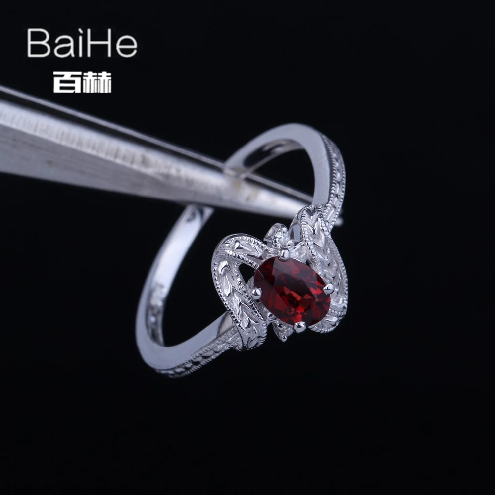BAIHE Solid 14K белое золото 0.6CT Сертифицированный красный/безупречный 100% натуральный