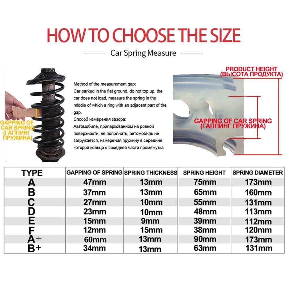 

Car Shock Absorber Spring Bumper Power A/B/C/D/E/F/A+/B+ Type Cushion Buffer Auto Springs Bumpers Universal For Car