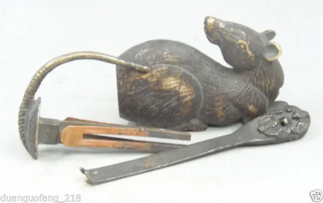 Китайская Бронзовая фольклорная статуя фэн-шуй мыши зодиака года скульптура