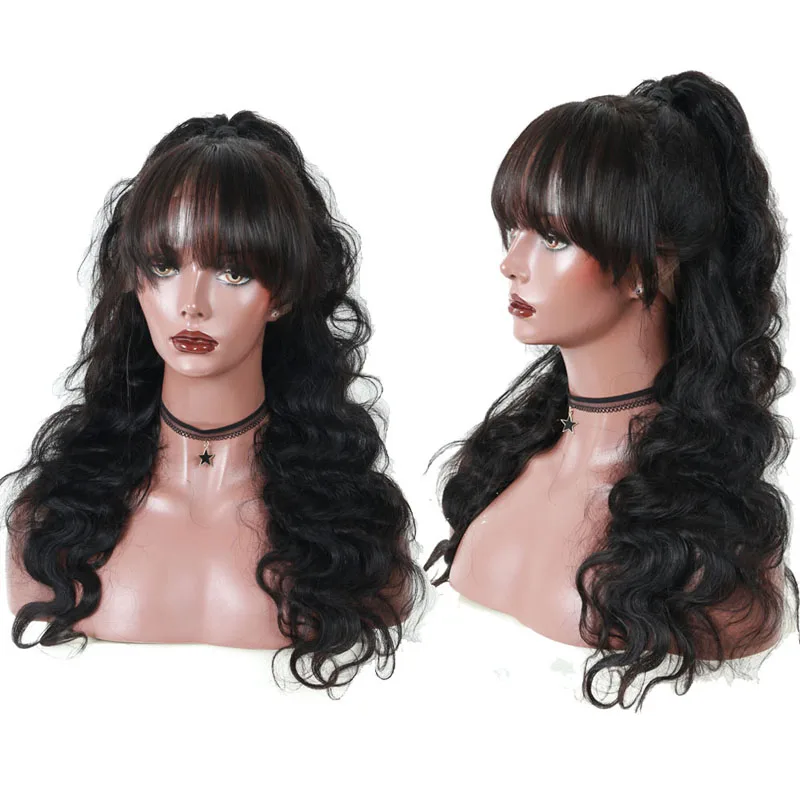 360 парик al с челкой предварительно выщипывающийся волосами младенца 150% волнистые