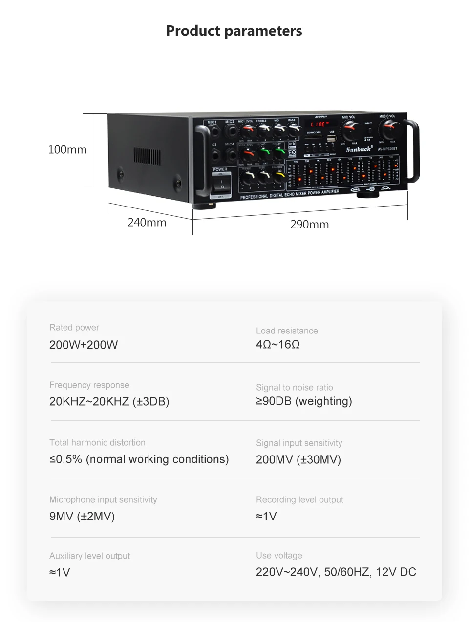 Amplificador Bluetooth аудио усилитель звука HiFi мощность домашние усилители 220 В эквалайзер сценический караоке Четыре микрофона автомобильный усилитель
