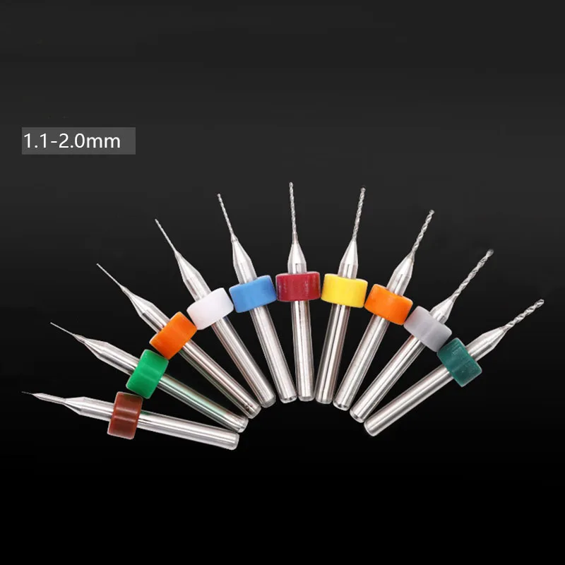 10pcs/Set PCB Print Circuit Board Carbide CNC Mini Micro Drill Bits Tool 1.1-2.0 |