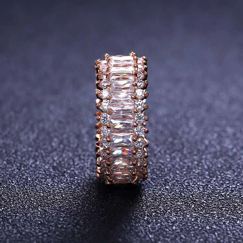 Розовое Золото Топ Новое обручальное кольцо для женщин фианит 925 блестящие