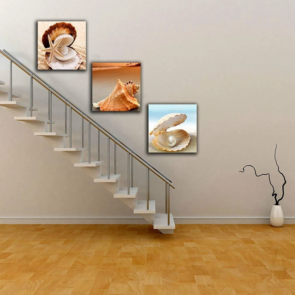 

Seashell Conch Seascape Artwork Beach Landscape Picture Painting Canvas Print Wall Art for Hallway Room Home Decor Dropshipping