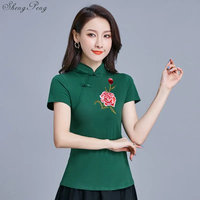 Элегантный Ретро Китайский Женский Cheongsam топы Вышитые Печатные Топы Ципао
