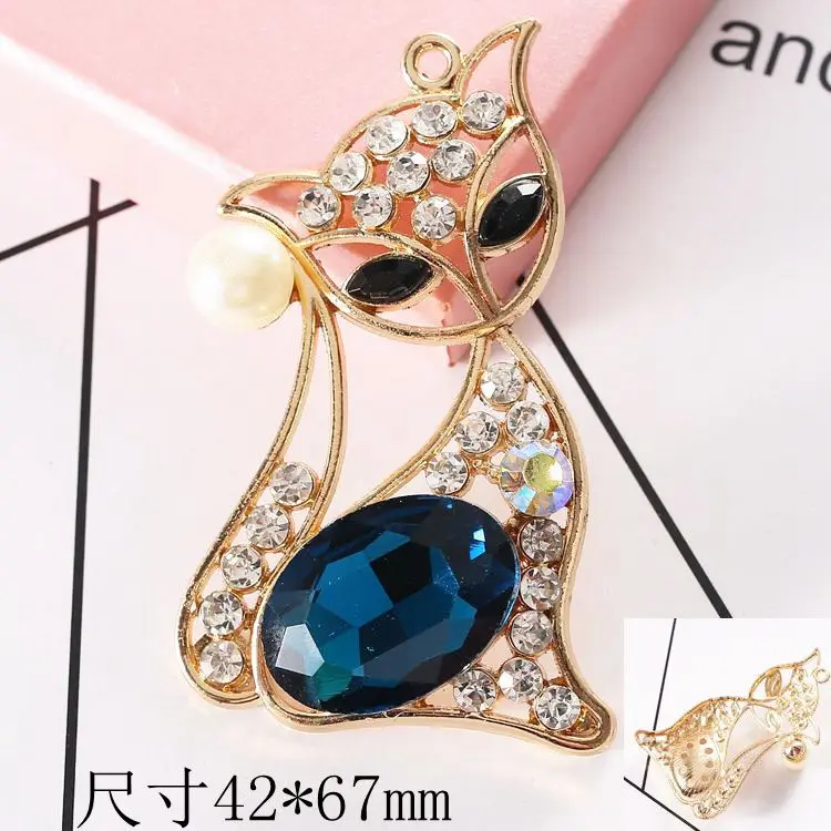 DoDower brand 5pc 4 color gem fox key chain pendant lady handbag handset DIY accessories metal | Украшения и аксессуары