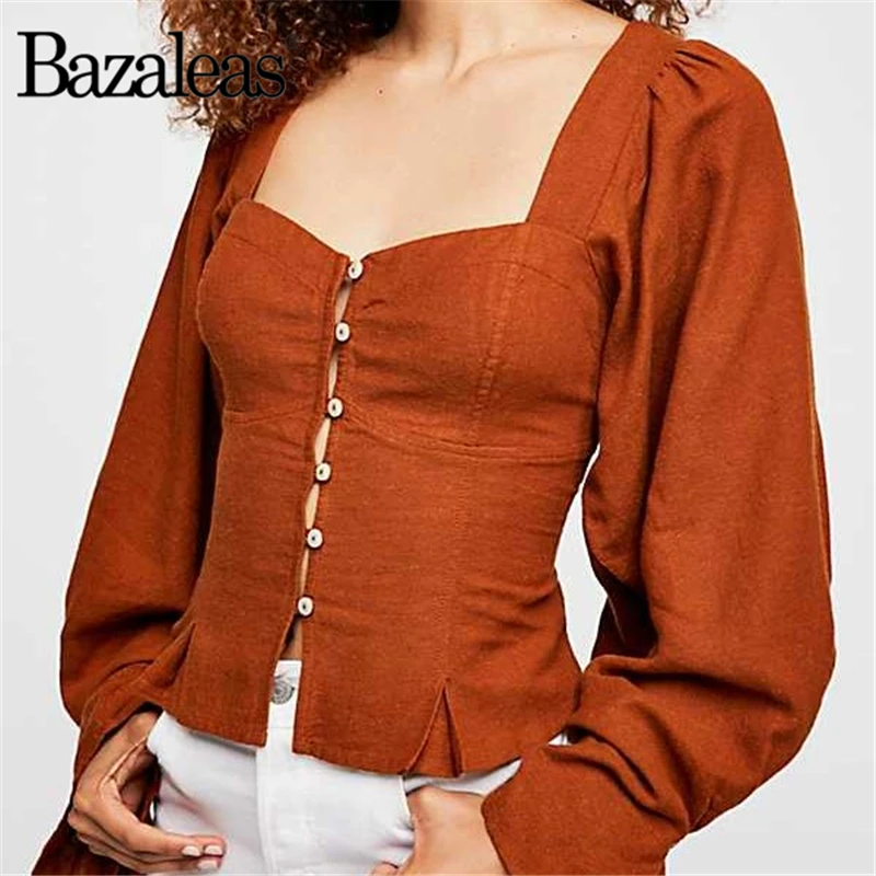 Женские повседневное квадратный средства ухода за кожей Шеи Blusa блузка с низким
