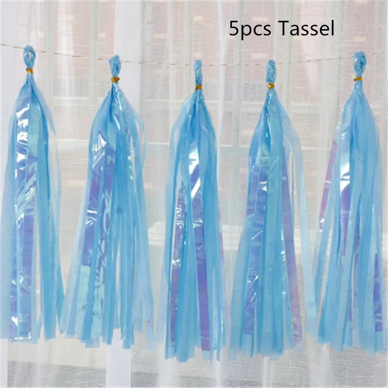 5pcs Blue Tassel Воздушные шары аксессуары 5 м/2 м воздушный шар цепь ПВХ резиновая цепь Арка наклейки для шариков кисточка лента День рождения Свадебная вечеринка украшения - Цвет: 5pcs Blue Tassel