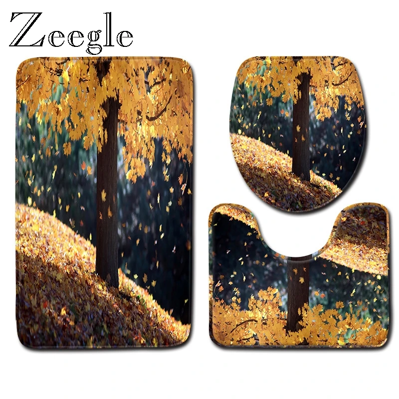 Zeegle 3 шт./компл. зеленый коврик с живописным рисунком для ванной комнаты и коврики