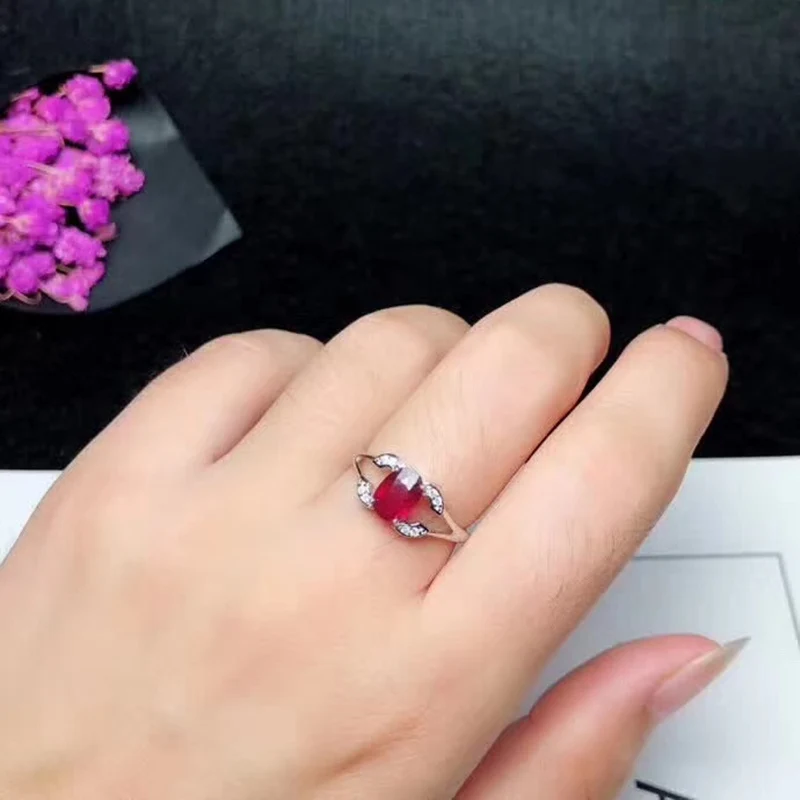 Необычные натуральные сердечные рубиновые кольца 1.06Ct для женщин обручальные овальные настоящие драгоценные камни ювелирные украшения 925 серебро#346