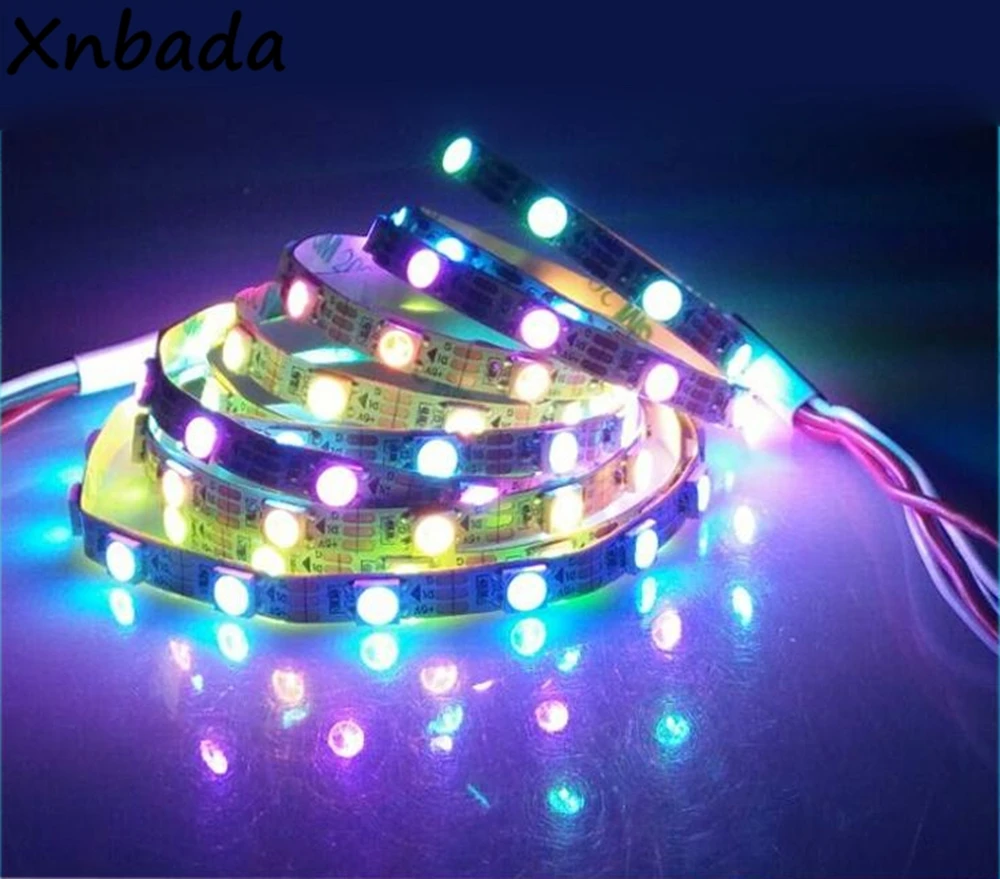 Светодиодная лента WS2812B WS2812 5 мм RGB светильник 60Led/m Withe PCB пиксели/светодиоды/m умная