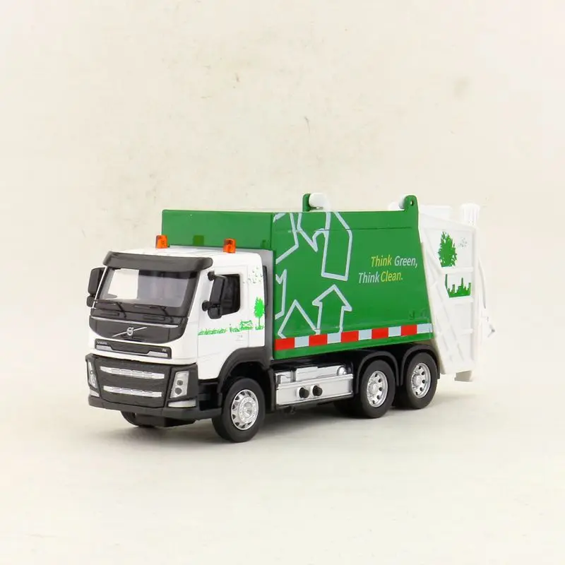 Зеленый /1:50 весы/литая модель/Volvo мусоровоз/Инженерная машина/звук и светильник/образовательная Коллекция/подарок/для детей - Цвет: Зеленый