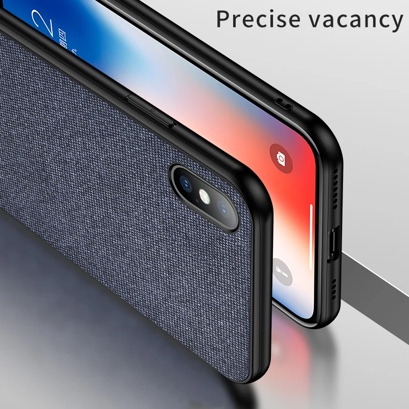 Роскошные хлопчатобумажная ткань с кожа чехол для iPhone X XR XS Max 8 Plus твердый