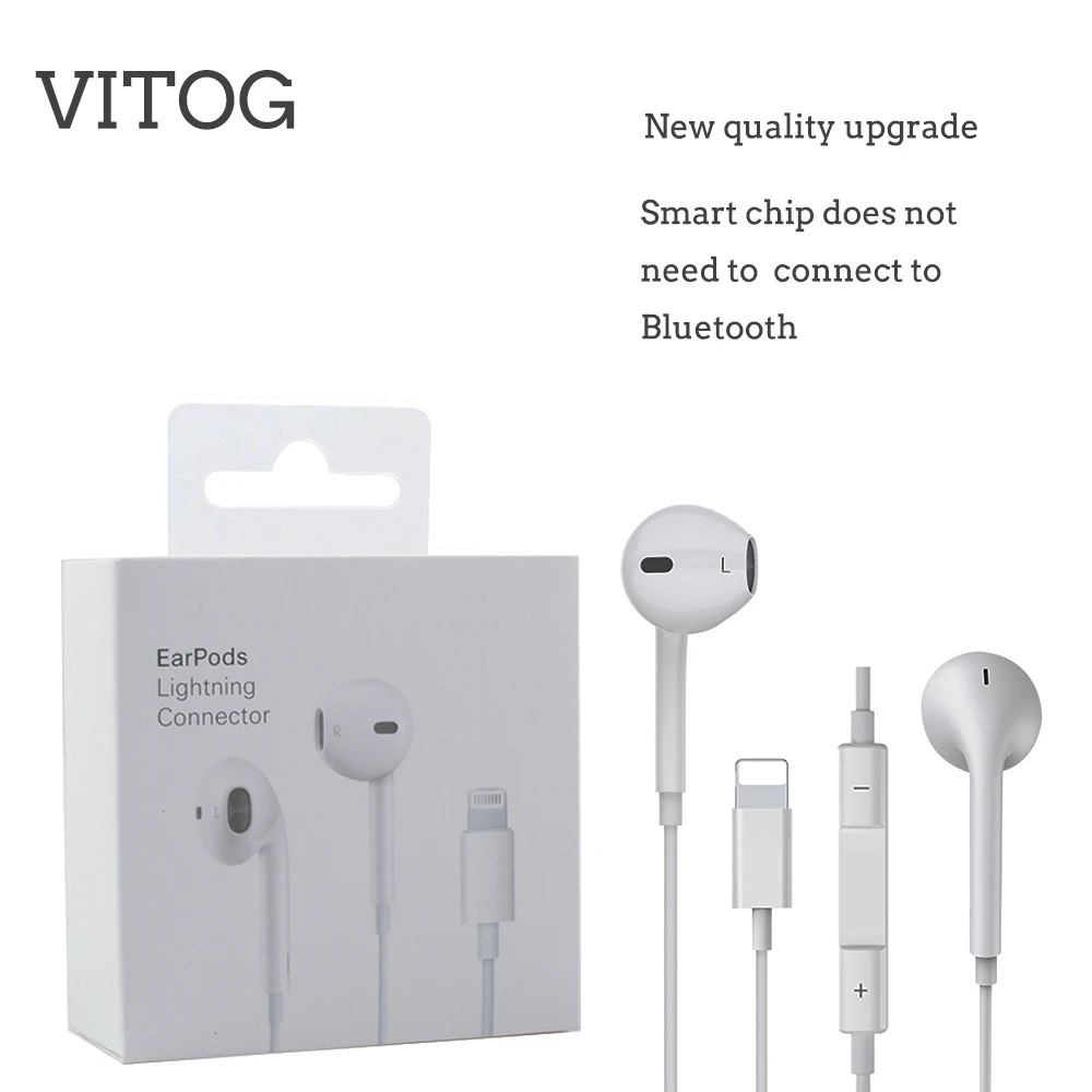 Fones de Ouvido com Microfone com Fio Estéreo para Apple Fone de Ouvido com Fio Iluminação Iphone Plus x xs Max xr Ipod Relâmpago 8 7