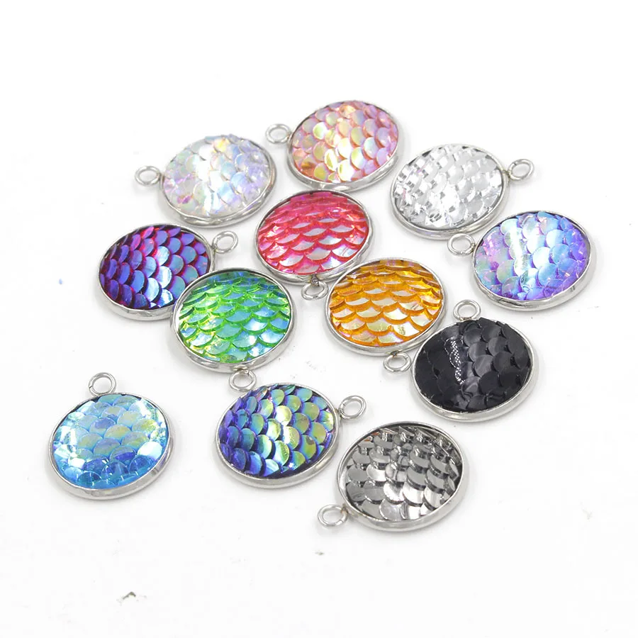 5 шт. круглые подвески из нержавеющей стали с плоской спинкой 12 мм одной стороны в