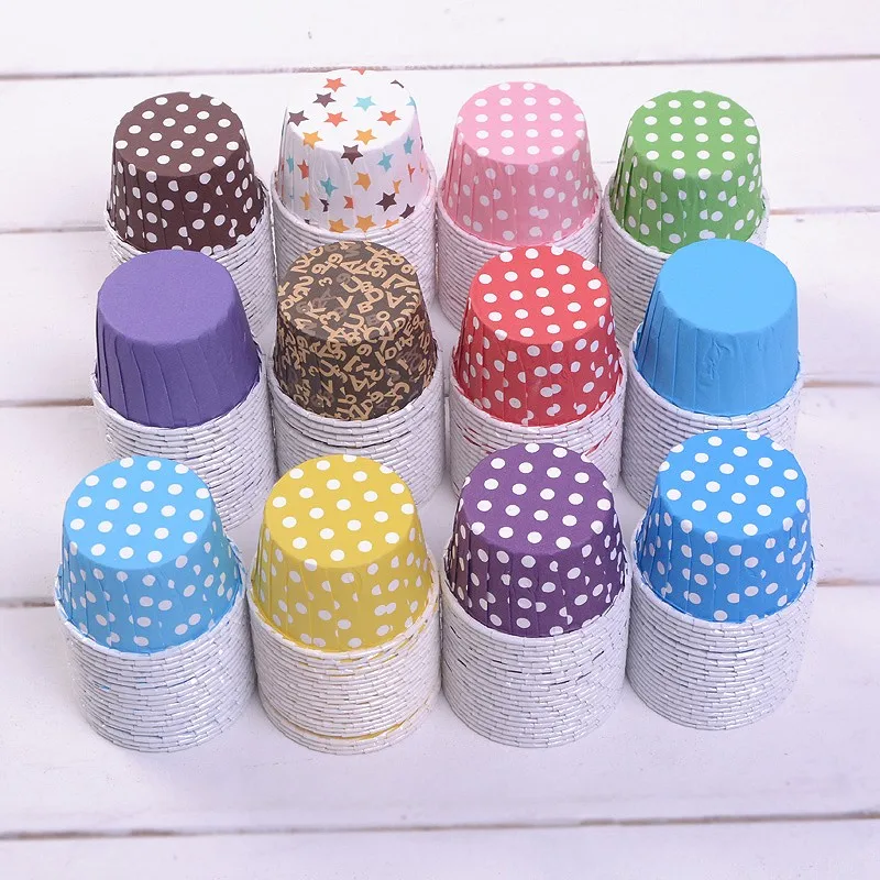 

45*35mm Round Polka Dot Paper Cupcake Muffin Cases Baking Cups Various Colours for baby shower party favors Paper Party Supply